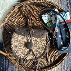 Montana West Leather Cowhide Boho Tassel Festival Crossbody Bag New with Tags